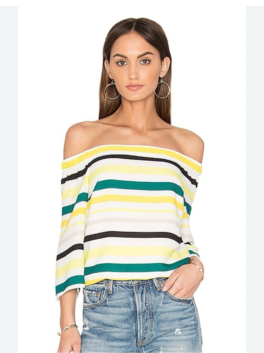 1. STATE cold shoulder striped top